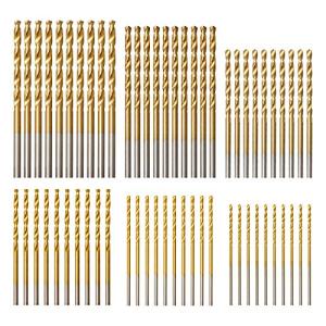 amoolo Titanium Drill Bit Set (60 pcs), Premium 4341 HSS Micro Drill Bits for Wood, Metal, Steel, Plastic, Aluminum Alloy, 3/64"-1/8"