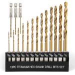 COMOWARE 16-Piece Titanium Twist Drill Bit Set