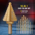 ZELCAN 10 Size Titanium Step Drill Bit Set