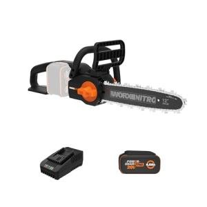 Worx Nitro 20V 12" Cordless Brushless Chainsaw 4.0 Ah Battery and Charger Included WG350