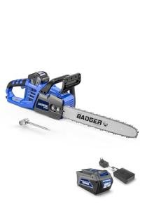 WILD BADGER POWER Electric Chainsaw Cordless 40V 16" Brushless, 4.0 Ah Battery and Charger, Smart Cut technology, Efficient cutting, Safe and Reliable, Great for Tree Felling, Storm Clean-Up, Pruning