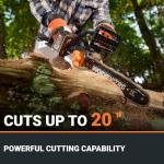 Worx Nitro 20V 12" Cordless Brushless Chainsaw 4.0 Ah Battery and Charger Included WG350