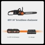 Worx Nitro 40V 16" Cordless Brushless Chainsaw 4.0 Ah Battery and Charger Included WG385