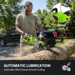 WORKIT 16 Inch Electric Chainsaw, 40V Brushless Chain Saw Cordless with 2×4.0Ah Batteries, Tool-Free Chain Tension, Auto Oiling, Battery Chainsaw for Tree Trimming, Wood Cutting, Yard Work