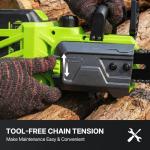 WORKIT 16 Inch Electric Chainsaw, 40V Brushless Chain Saw Cordless with 2×4.0Ah Batteries, Tool-Free Chain Tension, Auto Oiling, Battery Chainsaw for Tree Trimming, Wood Cutting, Yard Work