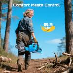 SEESII 40V 16-Inch Cordless Chainsaw: Brushless Electric Chain Saws with 2×4.0Ah Batteries & Charger, Tool-Free Chain Tension, Auto Oiling, for Tree Trimming, Wood Cutting, Yard Work