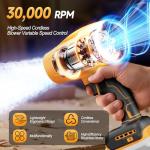 Cordless Leaf & Dust Blower Compatible with DEWALT 20V Battery – 30,000 RPM High-Speed Jet Fan, Lightweight Handheld Air Blower for Car Drying, Lawn & Garage Cleaning (Tool Only)