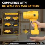 Electric Leaf Blower Cordless for De-walt 20v Max Battery, Handheld Leaf Blowers for Lawn Care, Blowing Leaves ＆ Dust, Turbo Jet Blower Car Dryer,battery Powered Mini Leaf Blower(Battery Not Included)
