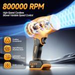 Cordless Leaf & Dust Blower Compatible with DEWALT 20V Battery, Jet Fan with Brushless Motor, Handheld Air Blower for Car Drying, Lawn Care, Home Cleaning (Tool Only，No Battery)