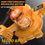 Cordless Leaf Blower for Dewalt 20V Max Battery, Jobsite Air Blower with Brushless Motor,6 Variable Speed Up to 180MPH,2-in-1 Handle Electric Blower and Vacuum Cleaner(Battery Not Included)