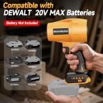 Cordless Leaf & Dust Blower Compatible with DEWALT 20V Battery, Jet Fan with Brushless Motor, Handheld Air Blower for Car Drying, Lawn Care, Home Cleaning (Tool Only，No Battery)