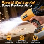 Cordless Leaf & Dust Blower Compatible with DEWALT 20V Battery, Jet Fan with Brushless Motor, Handheld Air Blower for Car Drying, Lawn Care, Home Cleaning (Tool Only，No Battery)