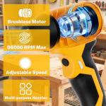 GRVODFRTA Cordless Dust Blower Compatible with Dewalt 20V Max Battery, Handhled Leaf Blower Electric Compressed Air Duster Turbo Jet Fan with Nozzles for Blowing Leaves and Dust(Battery Not Included)