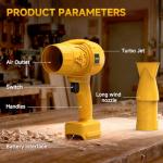 Electric Leaf Blower Cordless for De-walt 20v Max Battery, Handheld Leaf Blowers for Lawn Care, Blowing Leaves ＆ Dust, Turbo Jet Blower Car Dryer,battery Powered Mini Leaf Blower(Battery Not Included)