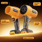 Cordless Leaf & Dust Blower Compatible with DEWALT 20V Battery, Jet Fan with Brushless Motor, Handheld Air Blower for Car Drying, Lawn Care, Home Cleaning (Tool Only，No Battery)