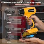 GRVODFRTA Cordless Dust Blower Compatible with Dewalt 20V Max Battery, Handhled Leaf Blower Electric Compressed Air Duster Turbo Jet Fan with Nozzles for Blowing Leaves and Dust(Battery Not Included)