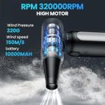 Electric Compressed Air Duster - 32,0000 RPM Rechargeable Cordless Air Blower for PC, Computer Keyboard Cleaning Kit - Mini Battery Powered Air Duster for Electronics, Car, Home - Replaces Air Cans
