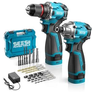SEESII 16.8V Cordless Drill and Impact Driver Set
