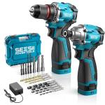 SEESII 16.8V Cordless Drill and Impact Driver Set