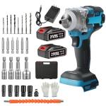 Jadeshay Cordless Impact Wrench with Batteries and Sockets