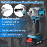 Jadeshay Cordless Impact Wrench with Batteries and Sockets