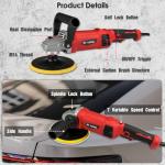 KITLUCK 12Amp 6"/7" Rotary Polisher for Cars