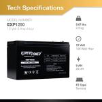 12V 9Ah Sealed Lead Acid Battery by Expertpower