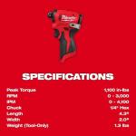 Milwaukee M12 Brushless 1/4 Inch Impact Driver