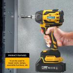 Cordless Impact Wrench with 2 Batteries and Accessories