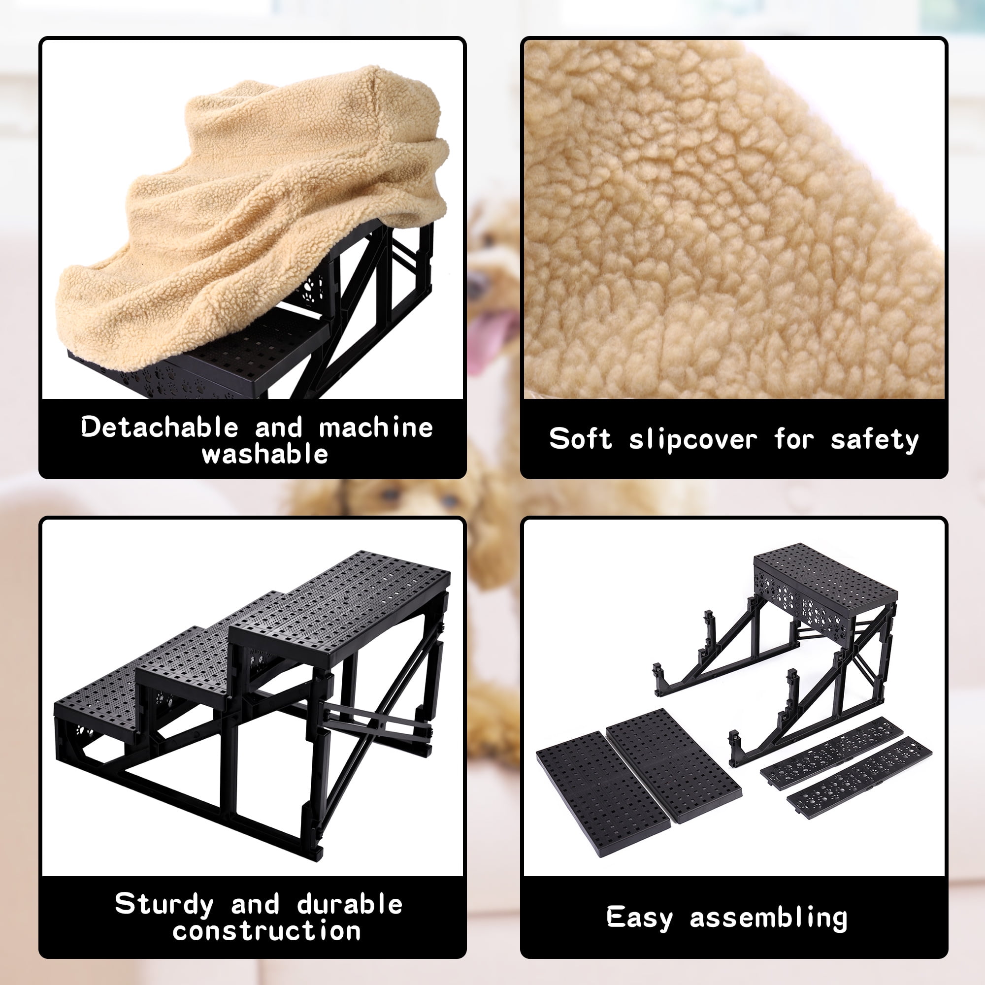 Coziwow 3-Step Pet Stairs for Dogs and Cats