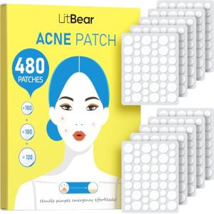 LitBear Bulk Pimple Patches - 480 Hydrocolloid Stickers