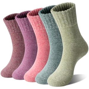 Loritta 5 Pairs Cozy Knit Wool Winter Socks