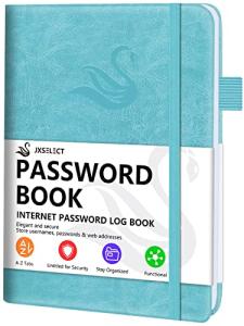 Stylish Hardcover Password Book with Tabs - Turquoise