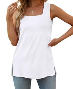 Women’s White Square Neck Summer Tank Top 2XL