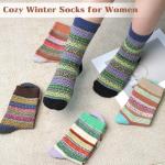 5 Pack Retro Cotton Knitting Crew Socks for Women