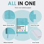 Stylish Hardcover Password Book with Tabs - Turquoise