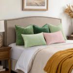 Set of 2 Forest Green Chenille Throw Pillow Covers