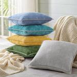 Set of 2 Forest Green Chenille Throw Pillow Covers