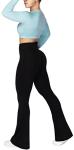 High-Waisted Black Crossover Flare Leggings for Women