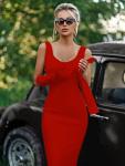 Elegant Red Midi Bodycon Dress for Parties