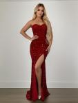 Red Sequin Strapless Mermaid Evening Dress 2025