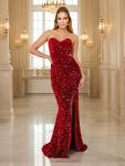 Red Sequin Strapless Mermaid Evening Dress 2025