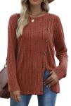 Fantaslook Long Sleeve Crew Neck Blouse for Women