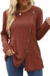 Fantaslook Long Sleeve Crew Neck Blouse for Women