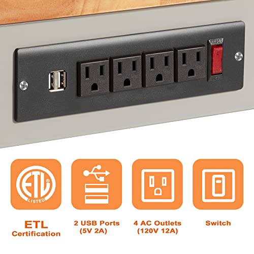 Haddockway Adjustable Workbench with Power Outlets