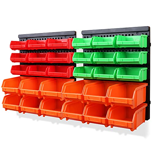 30PCS Wall Mounted Storage Bins for Tools