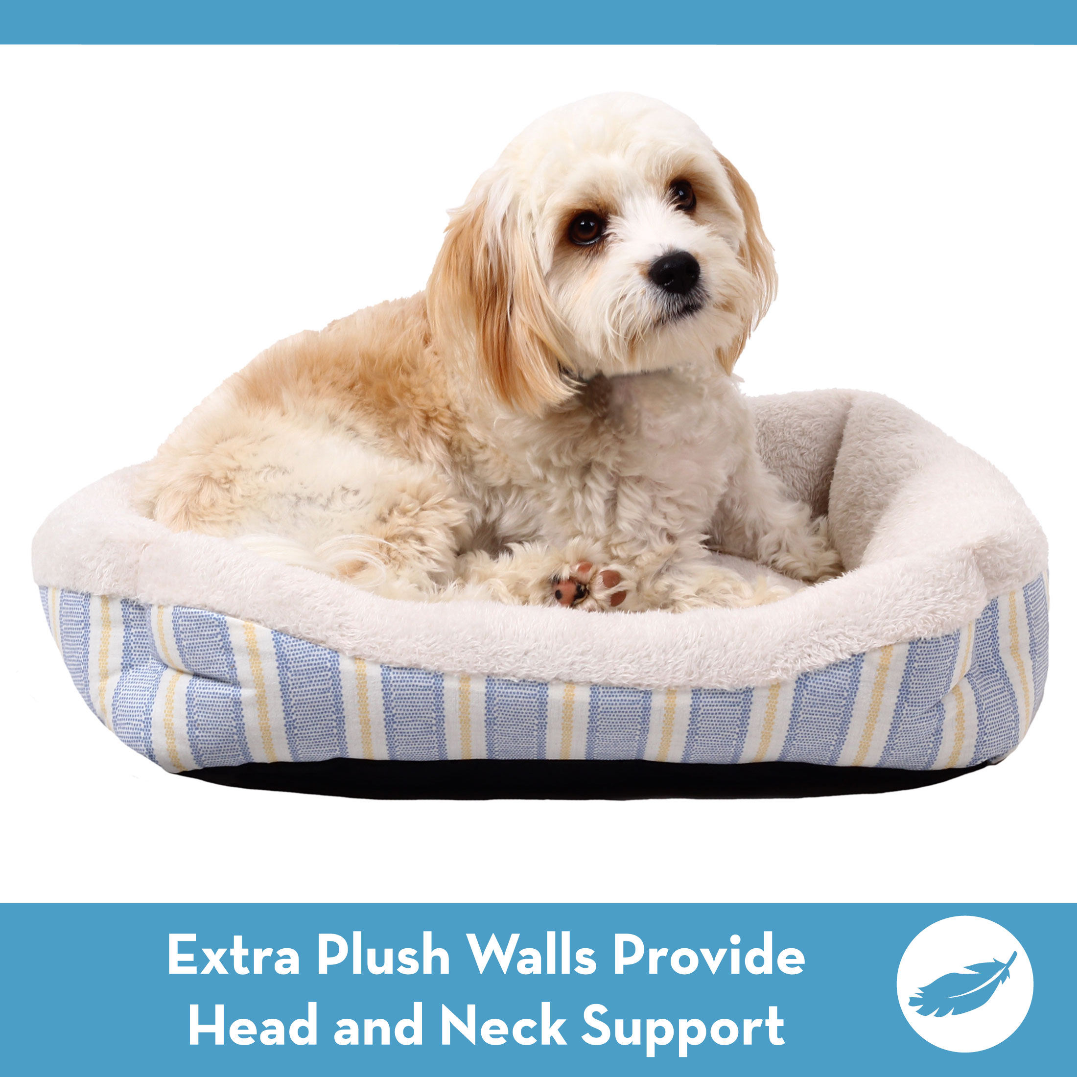 Vibrant Life Cozy Cat Bed in Cream & Blue