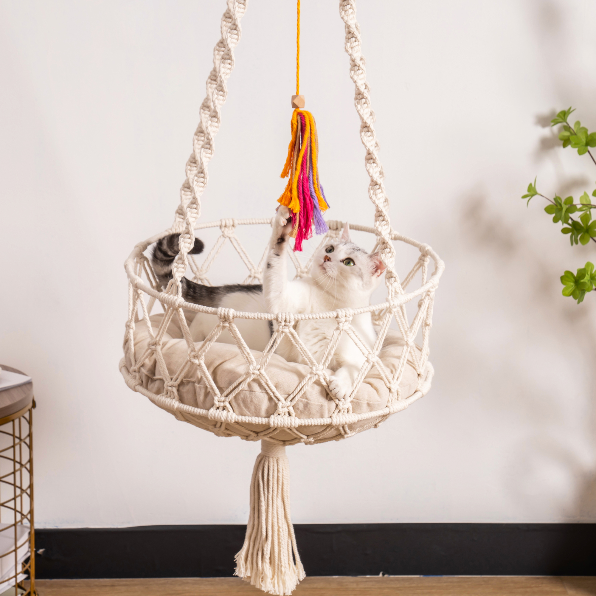 Mewoofun Woven Cat Hammock with Cushion