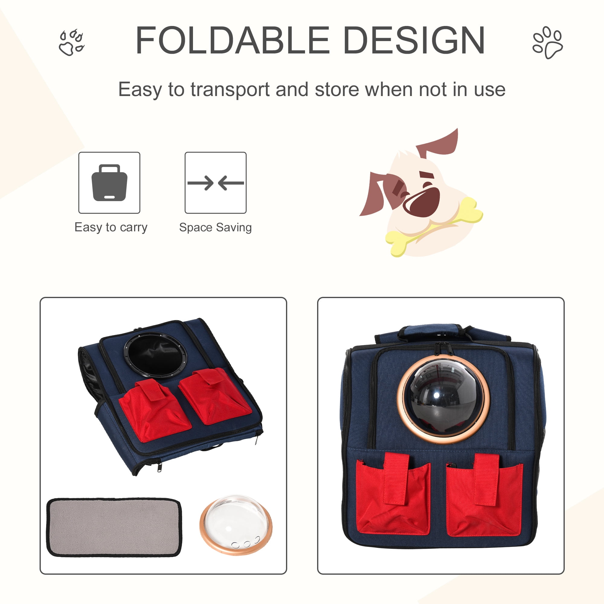 PawHut Pet Backpack Carrier for Cats and Dogs