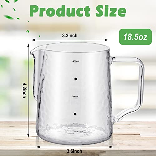 Leinuosen 2 Pack 550ml Glass Milk Pitcher
